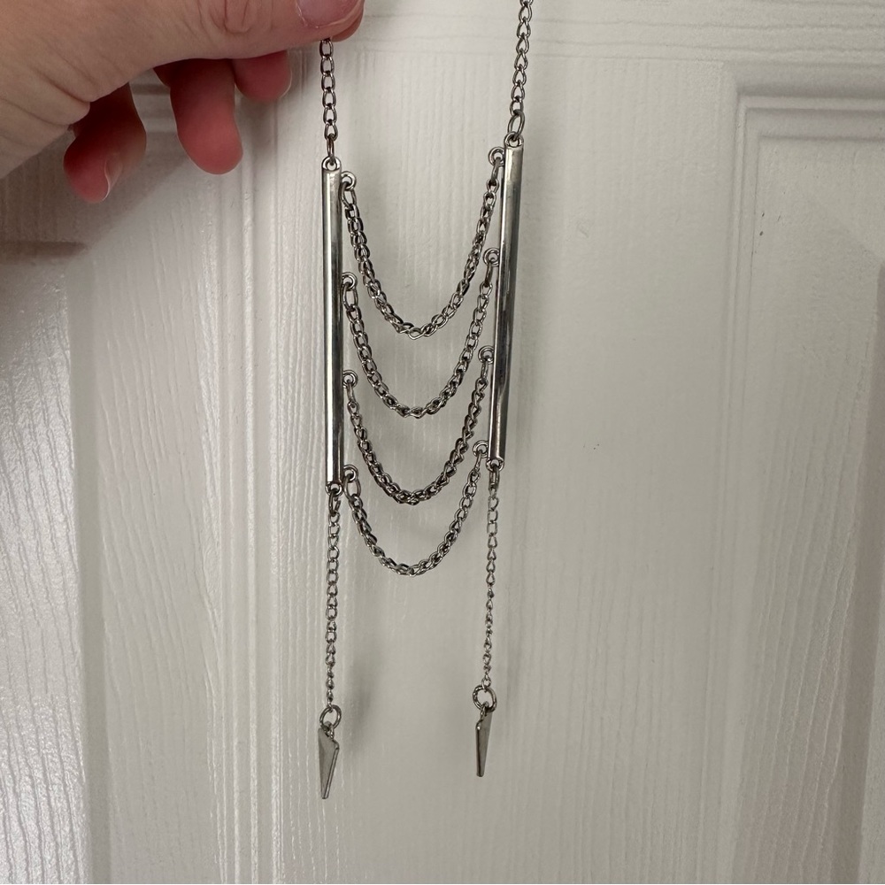 2 for $13 Silver colored long fashion necklace